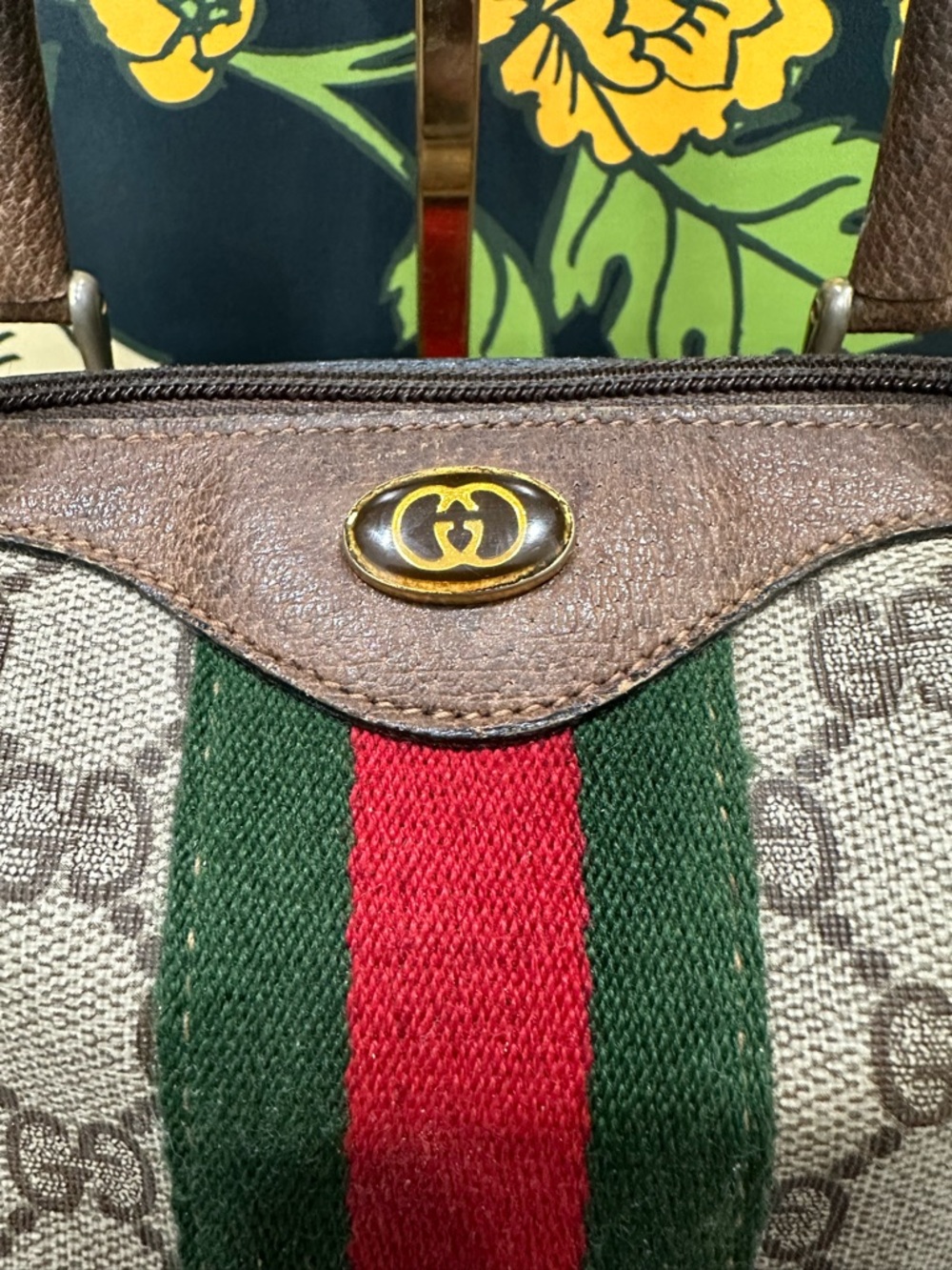 Vintage Gucci GG Supreme Boston Mini Bag Sherry Line Web Stripe 70s Italy - Picture 7 of 15